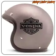 Diseño MOTOR Vespa SCOOTERS aplicado en un casco de moto gris
