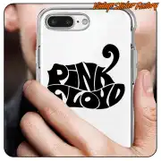 Diseño tipográfico Pink Floyd aplicado sobre la funda transparente de un teléfono móvil