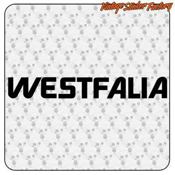 Vinilo negro con el texto WESTFALIA sobre fondo blanco