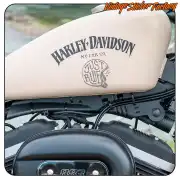 Just Ride sticker applied to the fuel tank of a motorcycle