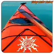 Sol tribal blanco aplicado sobre la cubierta de una tabla de paddle surf naranja