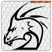 Motif linéaire noir de tête de dragon sur fond décoratif