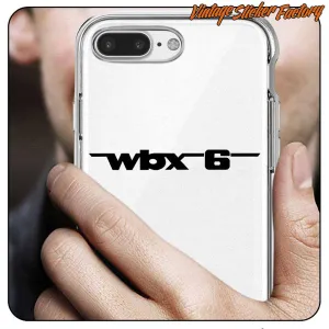 Black WBX6 vinyl applied to a transparent phone case