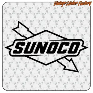 Logo Sunoco noir sur fond clair avec motif de crânes