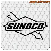Logo Sunoco noir sur fond clair avec motif de crânes