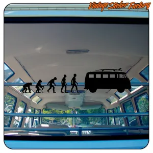 Pegatina de evolución T1 colocada en el interior de una furgoneta camper