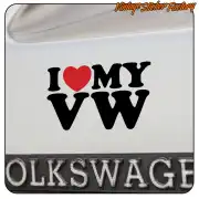 «I LOVE MY VW» design applied next to a number plate on the rear of a vehicle