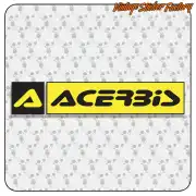 Rechteckiges Design mit schwarzem ACERBIS-Logo auf gelbem Hintergrund und seitlichem Symbol