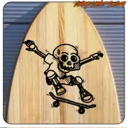 Skater skull on a wooden skateboard deck