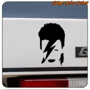 Black Bowie silhouette applied to the rear of a white vehicle