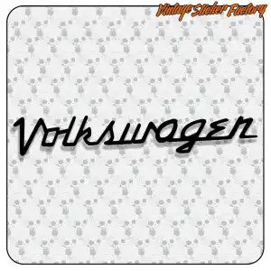 Design typographique Volkswagen noir sur un fond décoratif de crânes