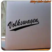 Black Volkswagen sticker applied to a smooth, light-coloured surface