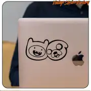 Design of two cartoon characters applied to a laptop lid