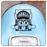Arale sticker applied to a motorbike frame