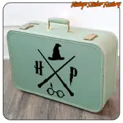 Harry Potter-inspired design applied to a vintage suitcase