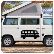 «Van Sweet Van» Aufkleber an der Seite eines Campers