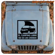 Aufkleber mit Campervan und Text auf der Front eines Vintage-Fahrzeugs