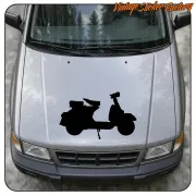 Black classic scooter silhouette applied to the bonnet of a vehicle