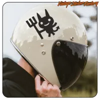 Devil adhesive with a visible trident on the side of a motorcycle helmet