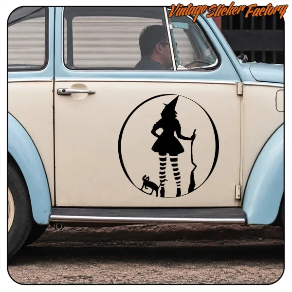 HEXE UND KATZE AUFKLEBER. KAUFEN SIE VINYLAUFKLEBER.