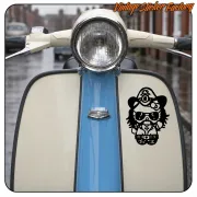 Rock-style Kitty applied to the side of a classic blue and cream scooter