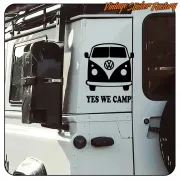 Diseño YES WE CAMP aplicado en el lateral de una furgoneta camper
