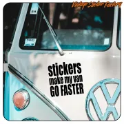 Sticker with a vanlife phrase applied to the front of a classic Volkswagen van