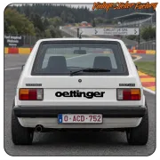 White Volkswagen Golf GTI viewed from the rear with OETTINGER text