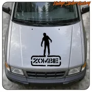 Black zombie design applied to the bonnet of a grey vehicle