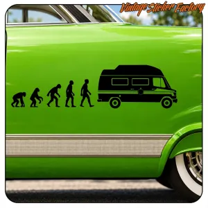 Evolution-James-Cook-Aufkleber auf der grünen Seite eines klassischen Fahrzeugs