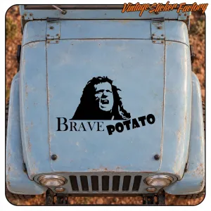 Brave Potato design applied to the blue bonnet of a classic vehicle