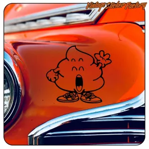Arale poo applied to the bodywork of a classic red car