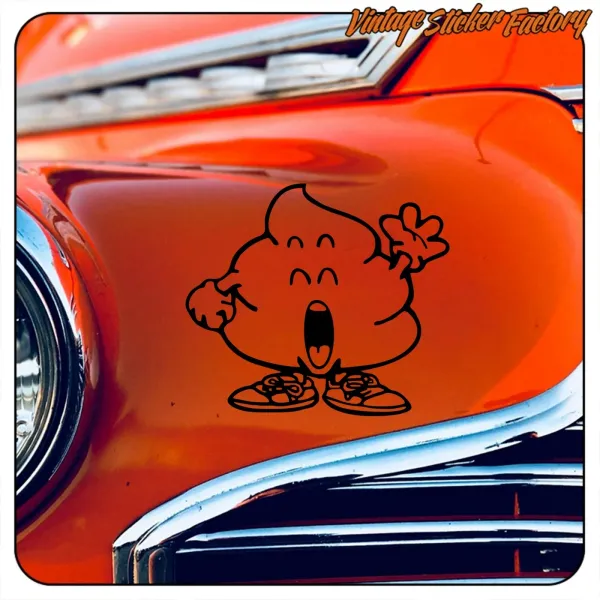 Close-up of Arale poo applied to a classic red car