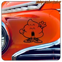 Close-up of Arale poo applied to a classic red car