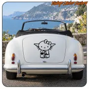 Cat design with robe applied to the rear of a classic convertible