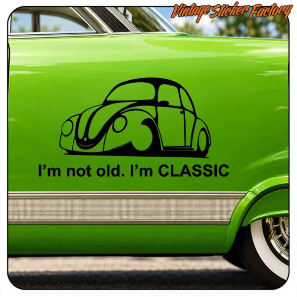 View of the classic design applied to the green side of a vintage vehicle