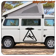 Black abduction adhesive applied to the door of a camper van