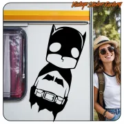 Black and white superhero design applied to a caravan