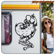 Diseño Old School Skater aplicado en el lateral de una caravana
