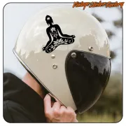 Vinyle yoga lotus appliqué sur un casque de moto de couleur claire