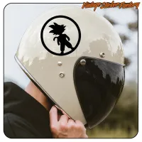 View of the Goku Moon design applied to a helmet with a dark visor