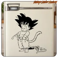 Goku en kimono appliqué sur la porte d’un réfrigérateur rétro