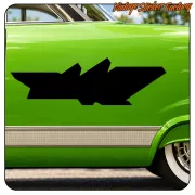 Schwarze Silhouette des Duke-Logos an der Seite eines grünen Fahrzeugs