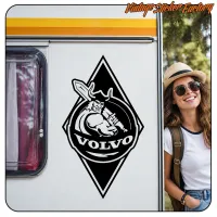 Pegatina VOLVO VIKING aplicada en el lateral de una furgoneta camper