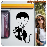 Sticker PARACHUTE RAT BANKSY. Sticker kaufen.