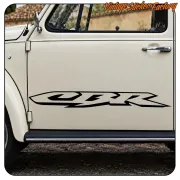 Large CBR sticker placed on the door of a light-coloured classic vehicle