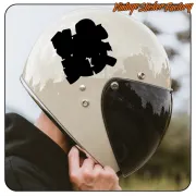 Silhouette view of the Mutenroshi sticker on a motorbike helmet