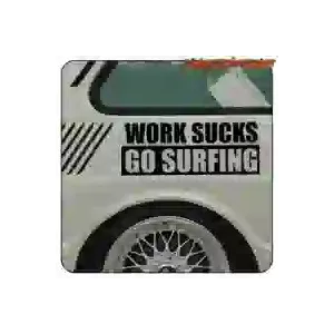 SUCKS GO SURFIN WORKS STICKER. BUY VINYL STICKERS.