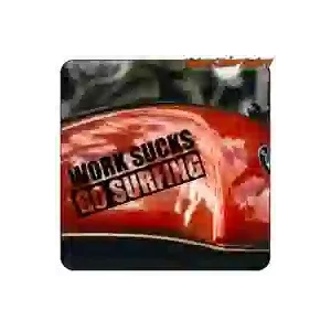 SUCKS GO SURFIN WORKS STICKER. BUY VINYL STICKERS.