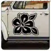 Hibiskusblüten-Aufkleber im Surf-Stil